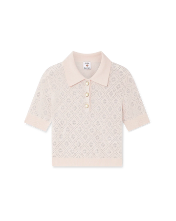 Crystal Monogram Knit Polo Shirt
