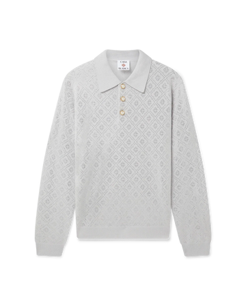 Crystal Monogram Knit Polo Shirt