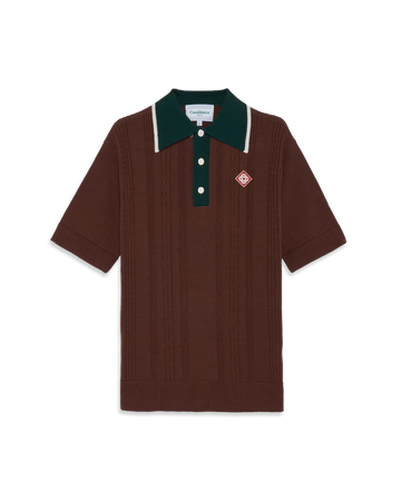Cable Knit Oversized Polo Shirt