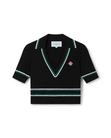 Cropped Knit Polo Shirt