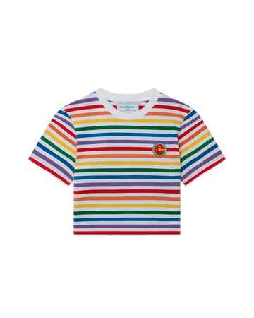 Rainbow Stripe Cropped T-Shirt